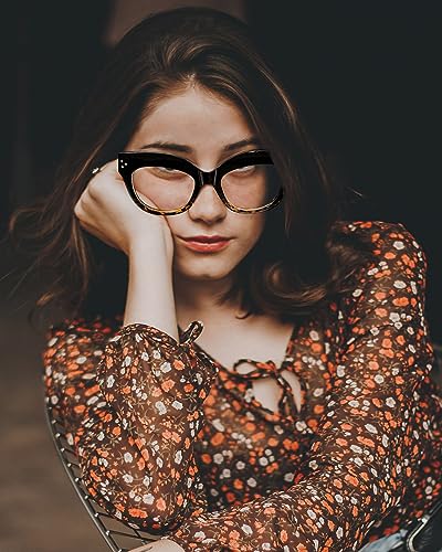 Image of FEISEDY Cat Eye Blue Light Glasses Oversized Vintage Chunky Computer Glasses for Women Hipster Party B0026