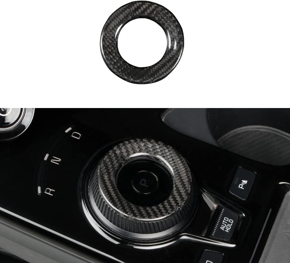 JSWAN Real Carbon Fiber Gear Knob Cover Fit for (2021-2024) Kia EV6 GT GT line and 2023 Kia NIRO EV Gear Shift Knob Switch Cover Console Armrest Panel Sticker (Bright Black)