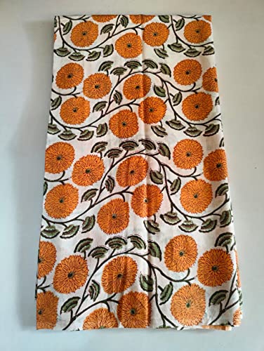 Image of Floral Printed Cotton Fabric Cloth Hand Block Print Fabric Women Material Running Jaipuri Hand Block Printed Women Dress Material Kurtis Natural 44 inch Inches Width 2.5 Meter (Pattern 13)