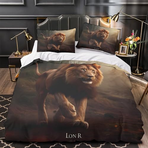 Housse de Couette 3D Douceur Effet Microfibre de Lit Double Imprimé Lion - 2