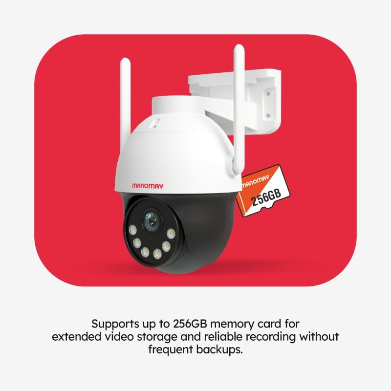 Image of MANOMAY 3MP 4G Protect Pro Mini PT CCTV Camera Pack of 2 | SIM Based Outdoor Security Camera | STQC Certified | AI Human Tracking | Color Night Vision | Two-Way Audio | IP66 | Alexa (M1094S)