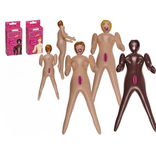 Bambola gonfiabile mini per feste, addio al celibato, 66 cm, 3 motivi assortiti, rosa, con confezione regalo