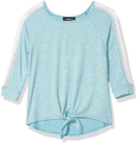 Amy Byer Girls' Lattice Sleeve Tie Front Top