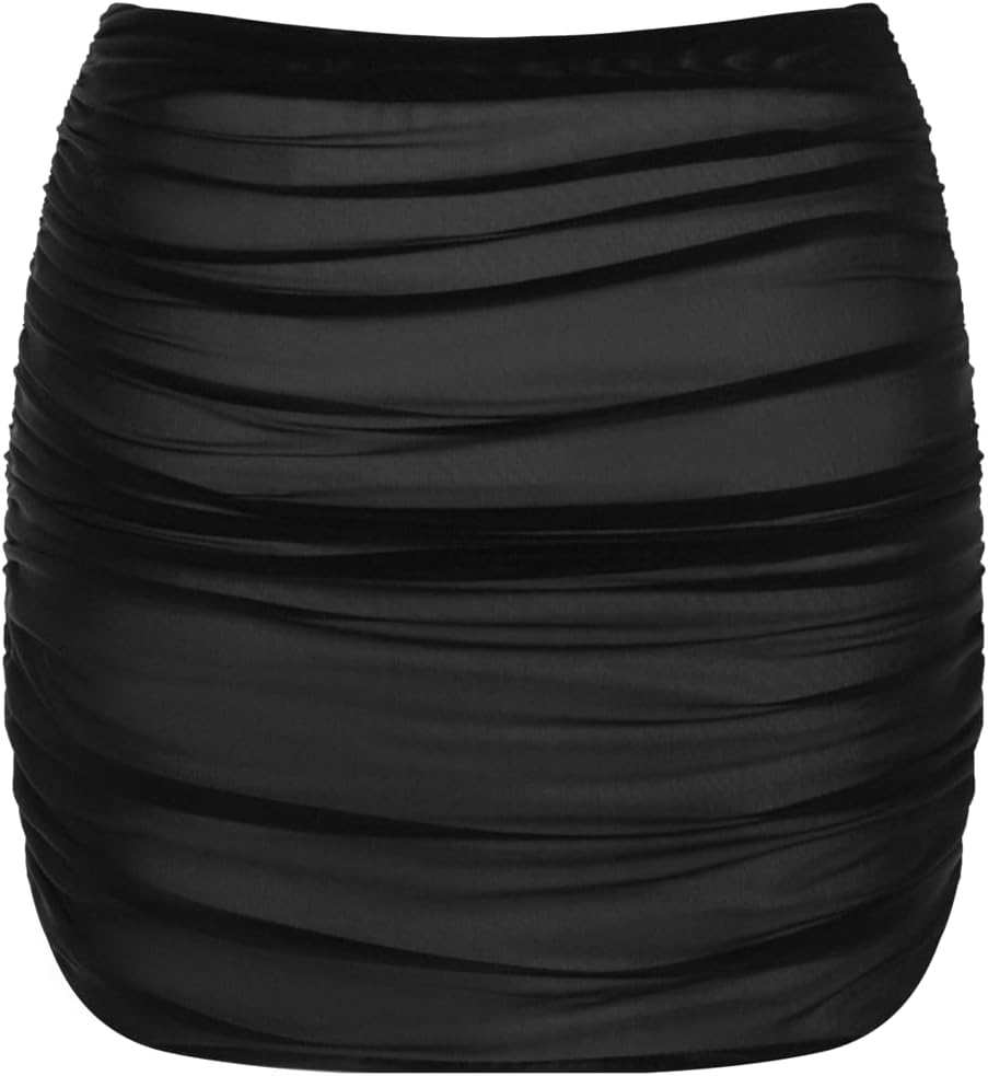 Steve Madden Women's Ruched Mesh Coverup Mini Skirt