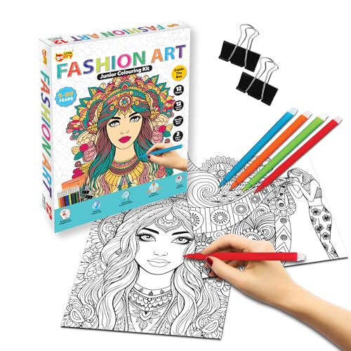 Image of Little Berry DIY Fashon Mandala Art Kit for Girls 9-12 Years | Art & Craft Kit for Girls | Colouring and Painting Set for Kids with 12 Mandala Designs and Sketch Pens | Gift Set for Kids Age 9+
