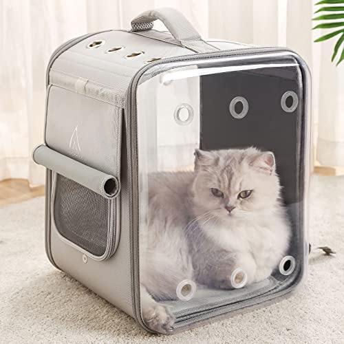 Image of Cat Backpack Carrier Large Pet Backpack Carrier, 17lbs Load-Bearing Ventilated Design Dog Backpack Carrier for Small Dogs, Sturdy Cat Bubble Backpack for Travel, Hiking & Outdoor Use, Grey