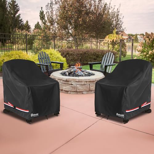 Image of Bitubi Waterproof 2 Pack Patio Adirondack Chair Cover for Outdoor Chair Size Up to 35W x 37D x 36H inch,Outdoor Lawn Patio Furniture Covers (Black)