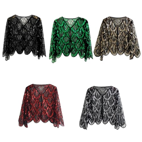 Sequins Flapper Shawls Wrap for 1920s Prom Wedding Party Beauty Scarf Blingbling Sequins for Evening Dress4