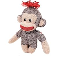 Plushland Adorable Sock Monkey, The Original Traditional Hand Knitted Stuffed Animal Toy Gift-for Kids, Babies, Teens, Girls and Boys Baby Doll Present Puppet 6 Inches (Curioso)
