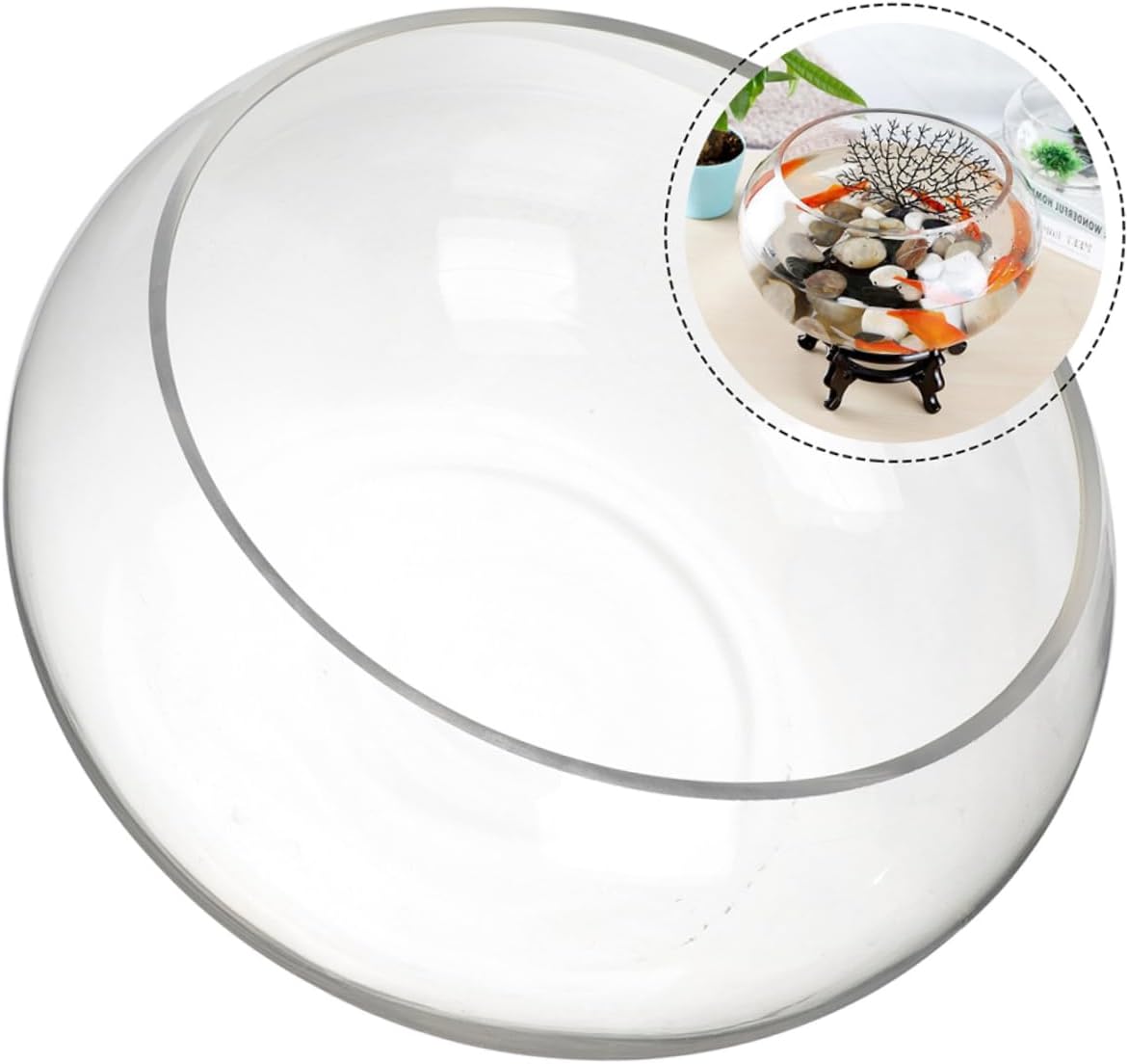 Round Fish Bowl for Hydroponic Plants and Small Glass Desktop Aquarium Decorative Fish Tank for Office Home and Garden Use