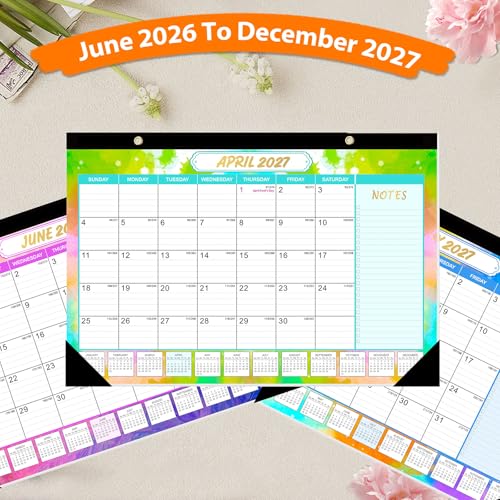 Image of GuassLee Desk Calendar 2026-2027 - 19 Monthly Calendar from Jun. 2026 to Dec. 2027, 11.5 inchx17 inch Large Desktop Calendar with Thick Paper, Corner Protectors for Desk Home Office Easy Planning