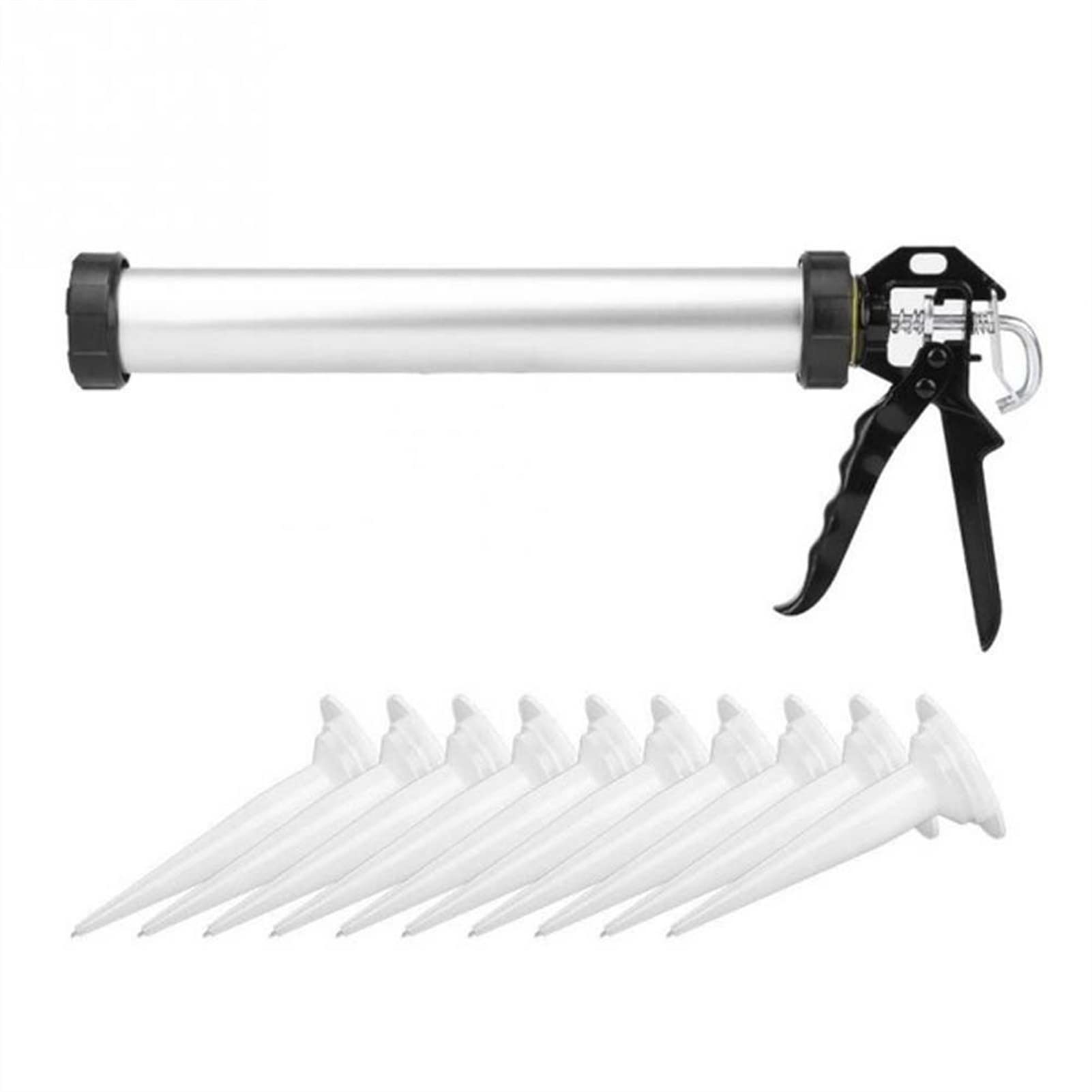 Pistola pulverizadora con Cepillo de Aire, 1 Unidad, Tubo de Aluminio, Pistola de calafateo de Silicona, Herramienta de calafateo de 600ml con 10 boquillas para decoración Temporal de uñas, Hobby pa