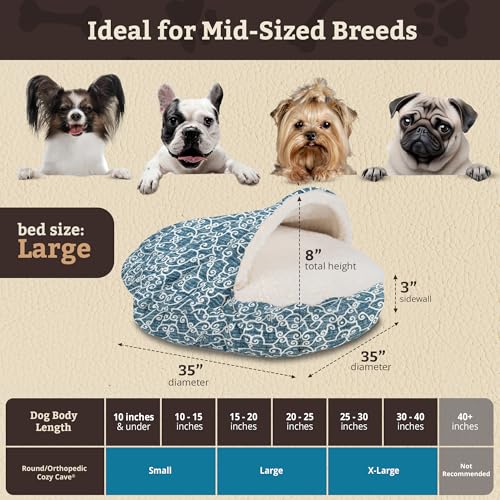 Image of Snoozer Cozy Cave Dog Bed, Round Covered Dog Bed, Ramey Oxford (L)