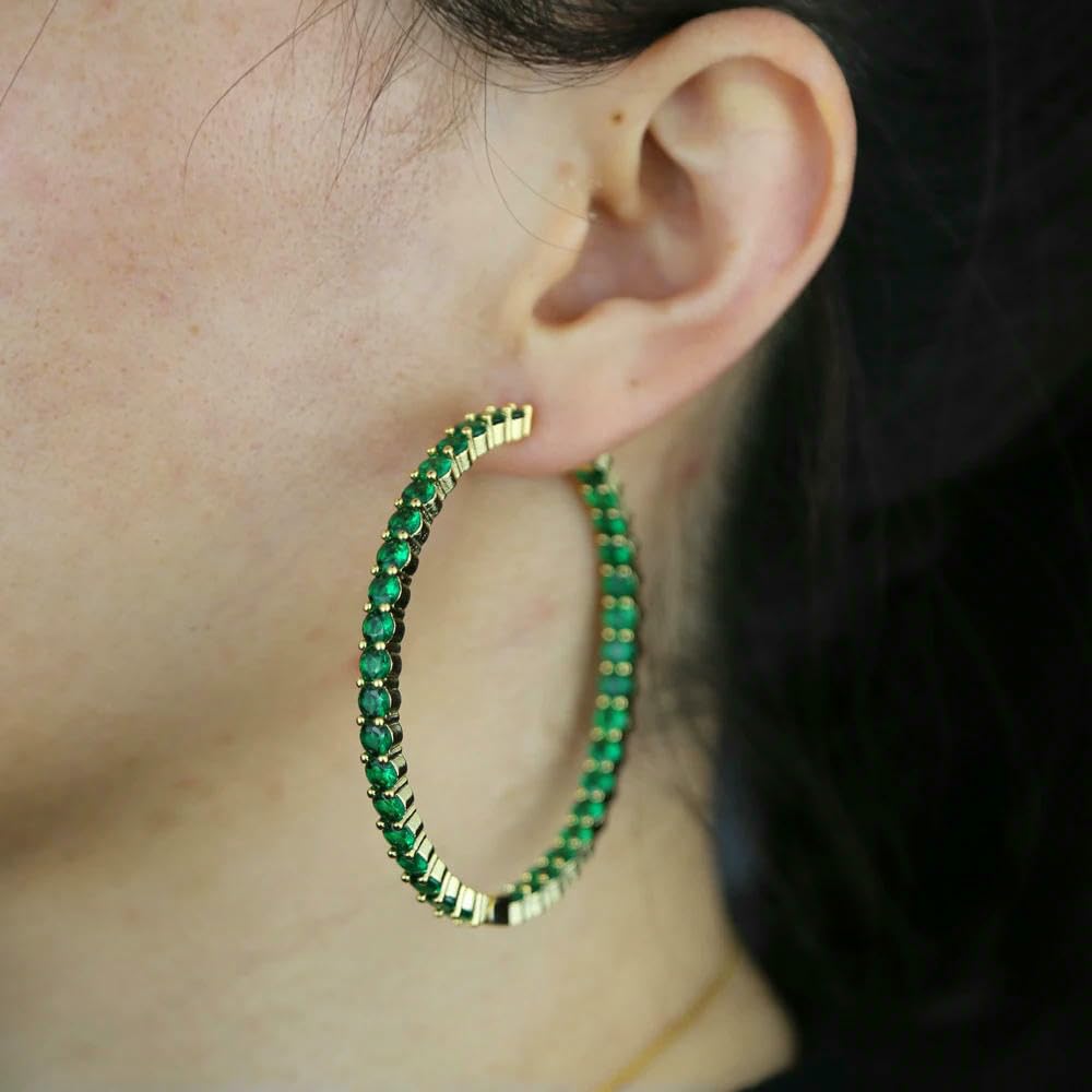 JCVBN - Pendientes de aro redondos de 5,5 cm, diseño de arco iris, joyería para mujer, aretes de hip hop grandes con diamantes de imitación