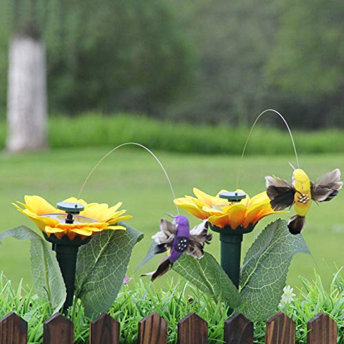 Image of 3 Pcs Solar /Battery Powered Flying Fluttering Butterflies Hummingbird Butterfly Sunflower for Garden Yard Plants Flowers Patio Landscape Decor