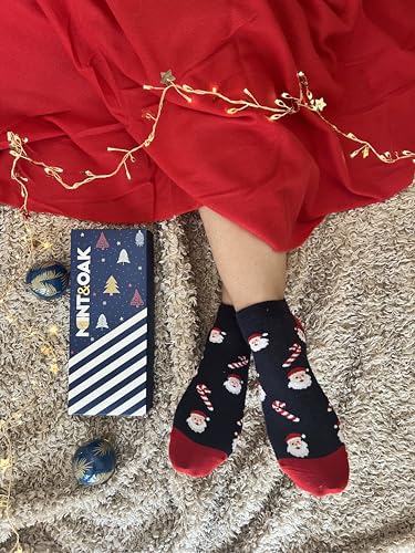 Image of Mint & Oak Low Cut Ankle Women Socks, Christmas Gift Quirky Socks For Friends, Cute Funky Socks, Christmas Secret Santa Gifts For Women