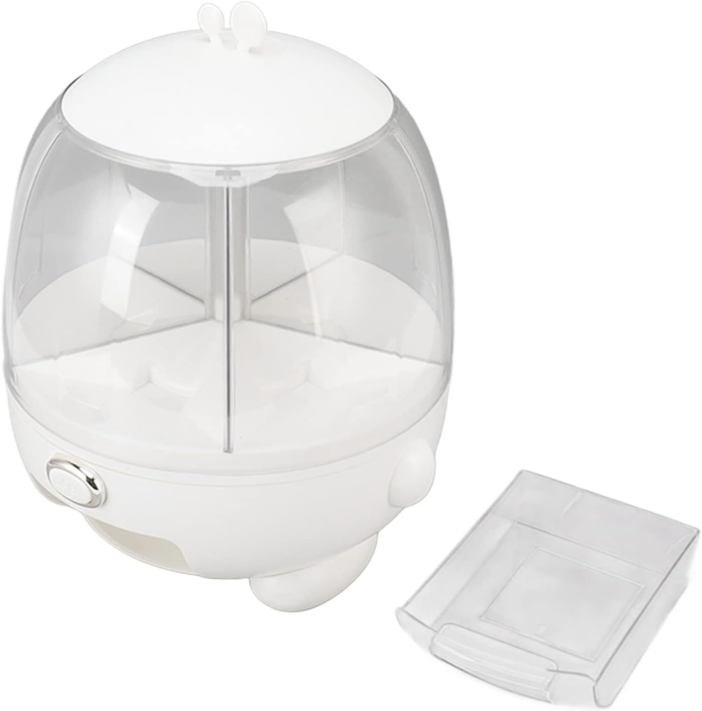 aqxreight Large Capacity Rotating Food Storage Container for Organized Kitchen, Sealed Cereal Dispenser (White)
