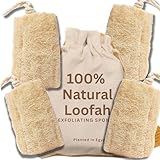 All Natural Loofah Sponge, Pack of 4 Real Egyptian Bath & Shower Exfoliating Loofa Scrubber Sponges for Face, Back & Body, Eco Friendly, No Toxic Chemicals, 6' x 6' by Crafts of Egypt