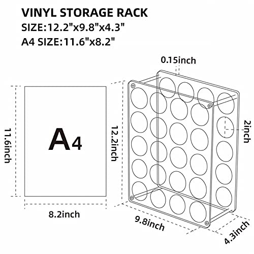 Vinyl Roll Storage Rack, Sturdy Roll Holder, Storage Organizer for Craft Room, 20-Holes | Aperture 2 Inch, Easy to Assemble (Clear Acrylic) - Image 5