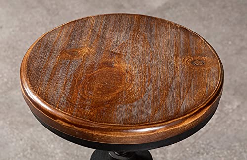 Lokkhan Set Of 2 Industrial Bar Stool-Vintage Adjustable Round Wood Metal Swivel Bar Stool-Cast Iron-23-30 Inch Tall Counter Bar Height Farmhouse Kitchen Stools #TOP3