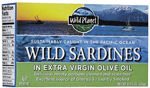 WILD PLANET Lightly Smoked Wild Sardines in Extra Virgin Olive Oil, 4.4 OZ