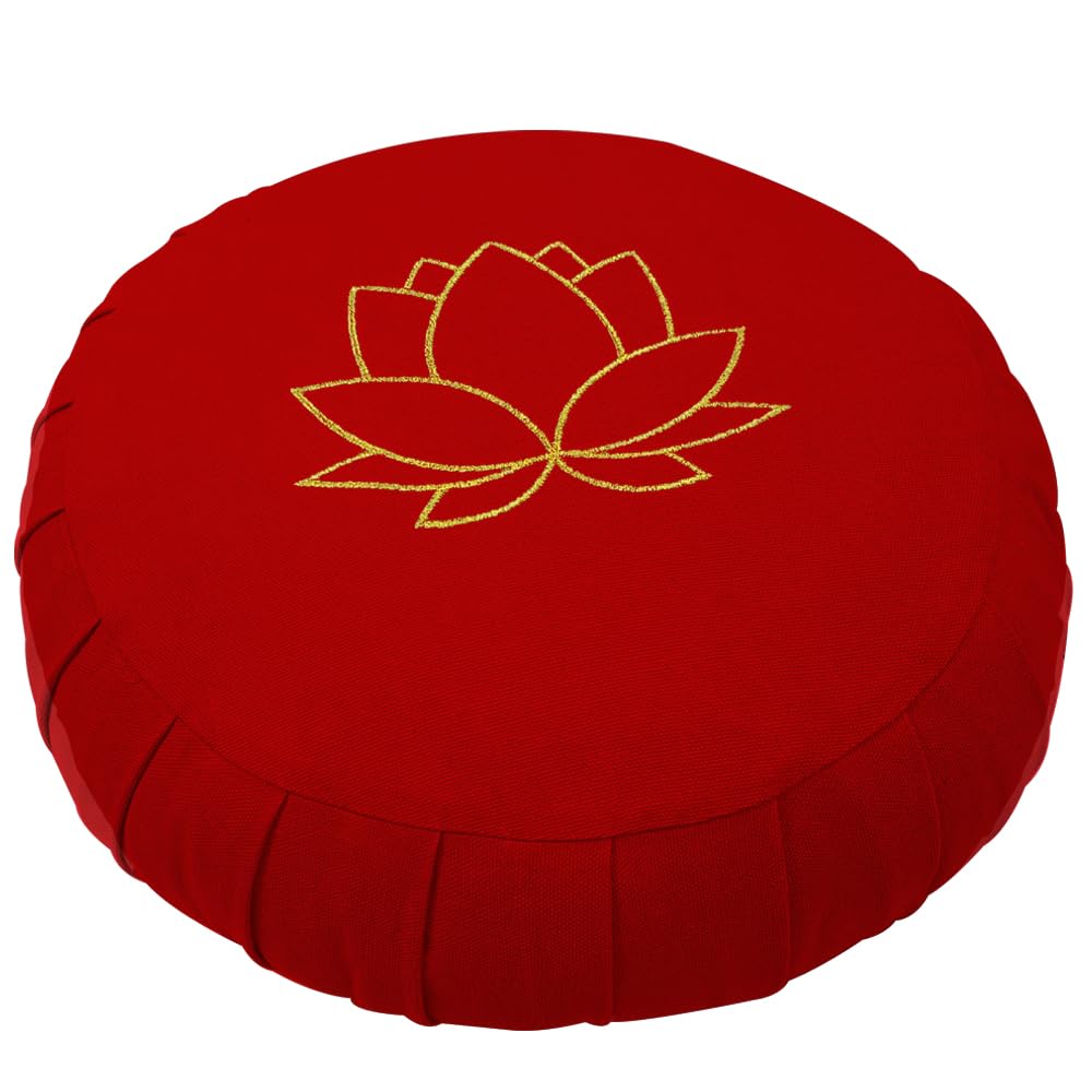 Zotayog Zafu Pillow For Meditation, With Embroidery | Cotton Filled Cushion For Meditation, Yoga, Posture Correction (Purple) | (29 x 14 CM) 1