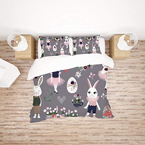 Housse de couette microfibre grise avec taies d'oreiller lit 3 pcs - 3
