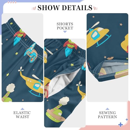 ZZXXB Helicopter Rocket Truck Boys Long Pants Soft Trousers Elastic Waist Kids Lounge Bottoms with Pockets S-XL4