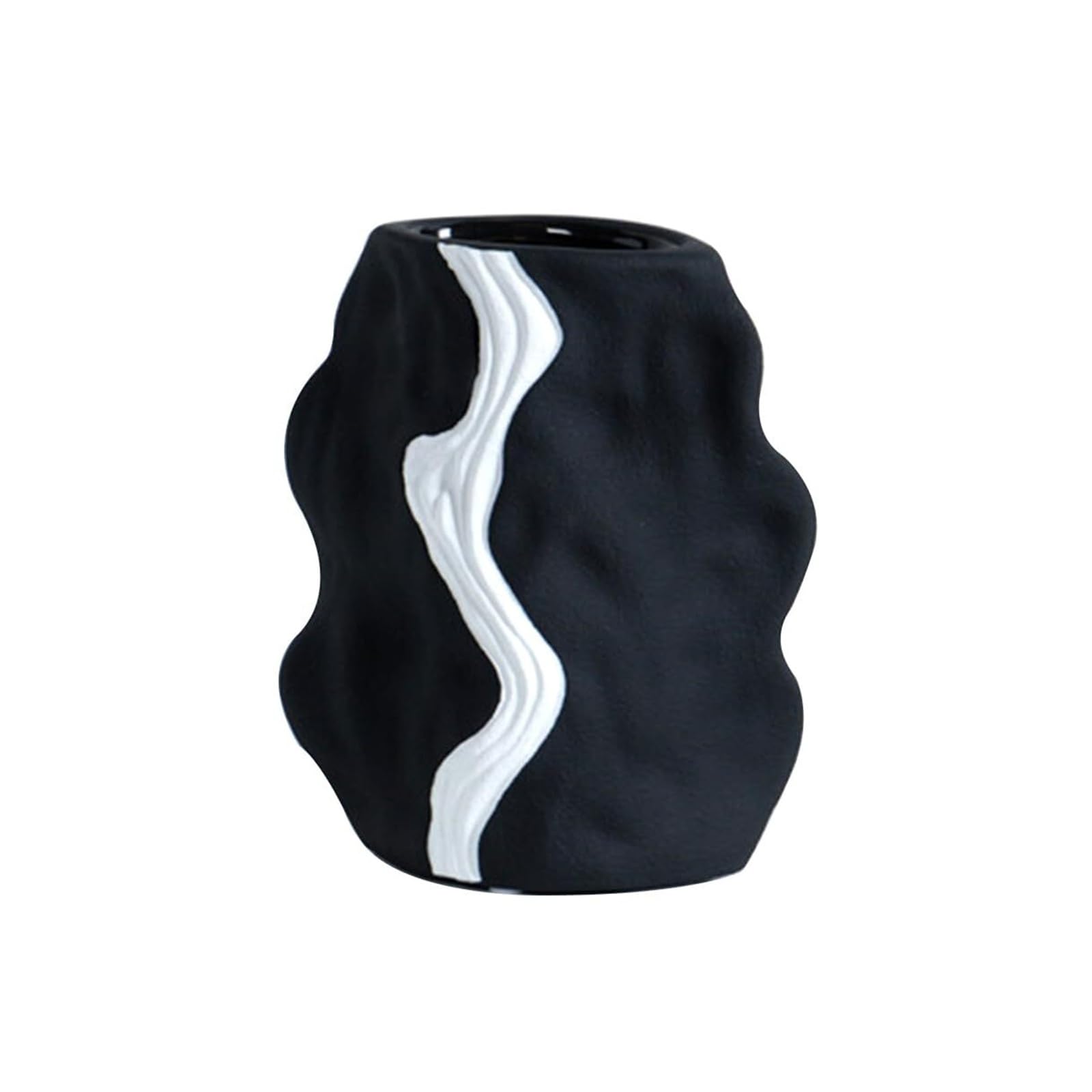 Vase en céramique noir et blanc petit modèle pour fleurs et décoration moderne
