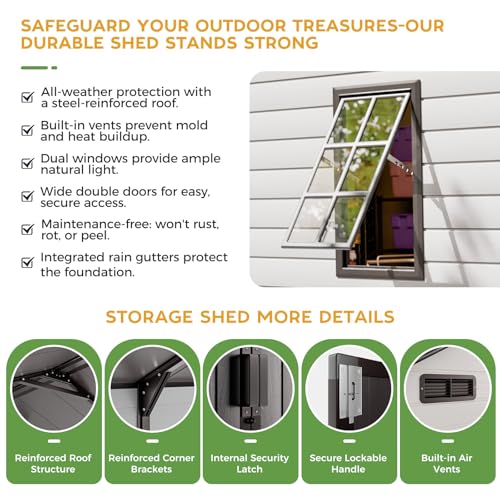 WACASA 10x14 FT Large Resin Plastic Outdoor Storage Shed, Floor Included - Image 3