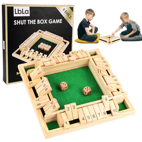 Shut The Box, 4-Spieler Shut The Box Spiel, Deluxe, Holz Tisch Spiel Klassisch W&uuml;rfelspiel Board Spielzeug