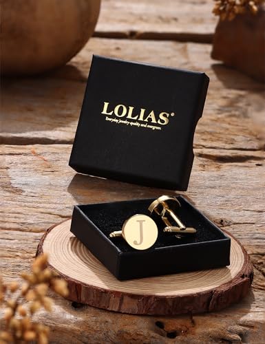 LOLIAS 1 Pair Cuff Links Mens Accessories Jewelry Classic Initial Cufflinks with Gift Box Silver Black Gold Cufflinks3