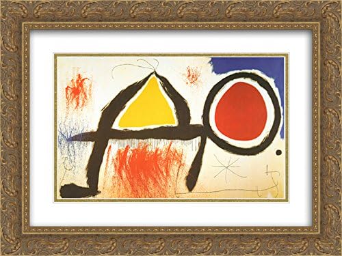 Personagge Devan Soleil 2X Matted 24x20 Gold Ornate Framed Art Print by Joan Miro