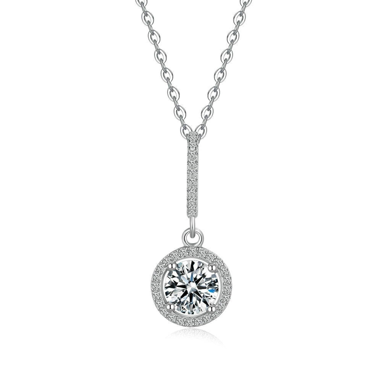 Collar de oro de 18 quilates para mujer, halo de oro real, collar ajustable para mujer, moissanita