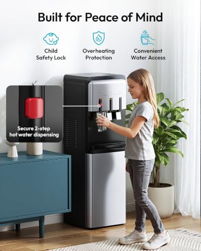 Image of Euhomy Bottleless Water Cooler, NSF-Certified Dual Filters, 3 Temperatures