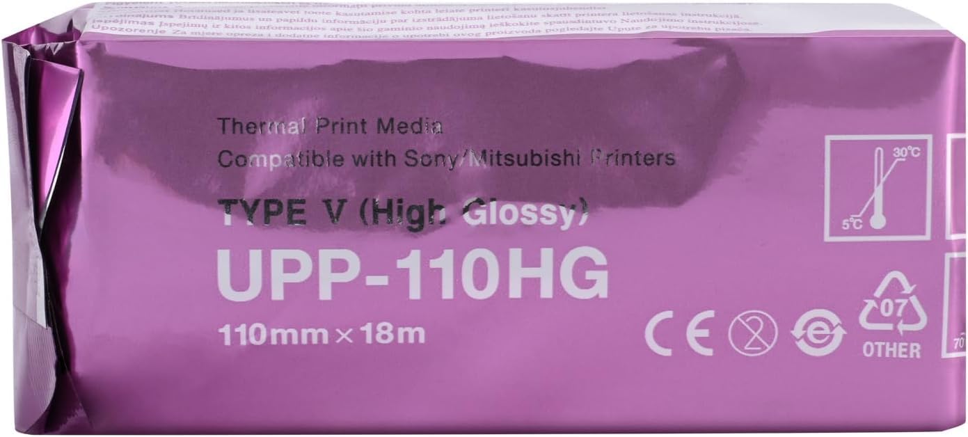 Film/media compatibili di ultrasuono UPP-110HG High Gloss Carta 10 Rotoli, Tipo V High Gloss Thermal Print Film/Media