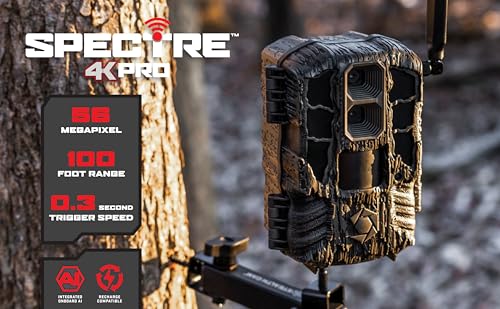 Image of Stealth Cam Spectre 4K Pro Dual-Core Cellular Trail Camera - 56MP Photos - 4K Ultra HD Video w /Audio - AI Detection w /Rack Alert - PIR Zone Control - Dual Image Sensors - 32GB Memory - Command App | Dual-Core Processor with Simultaneous Capture and Upload, Dual Image Sensors Optimized for Day and Night, 40 MP Photos