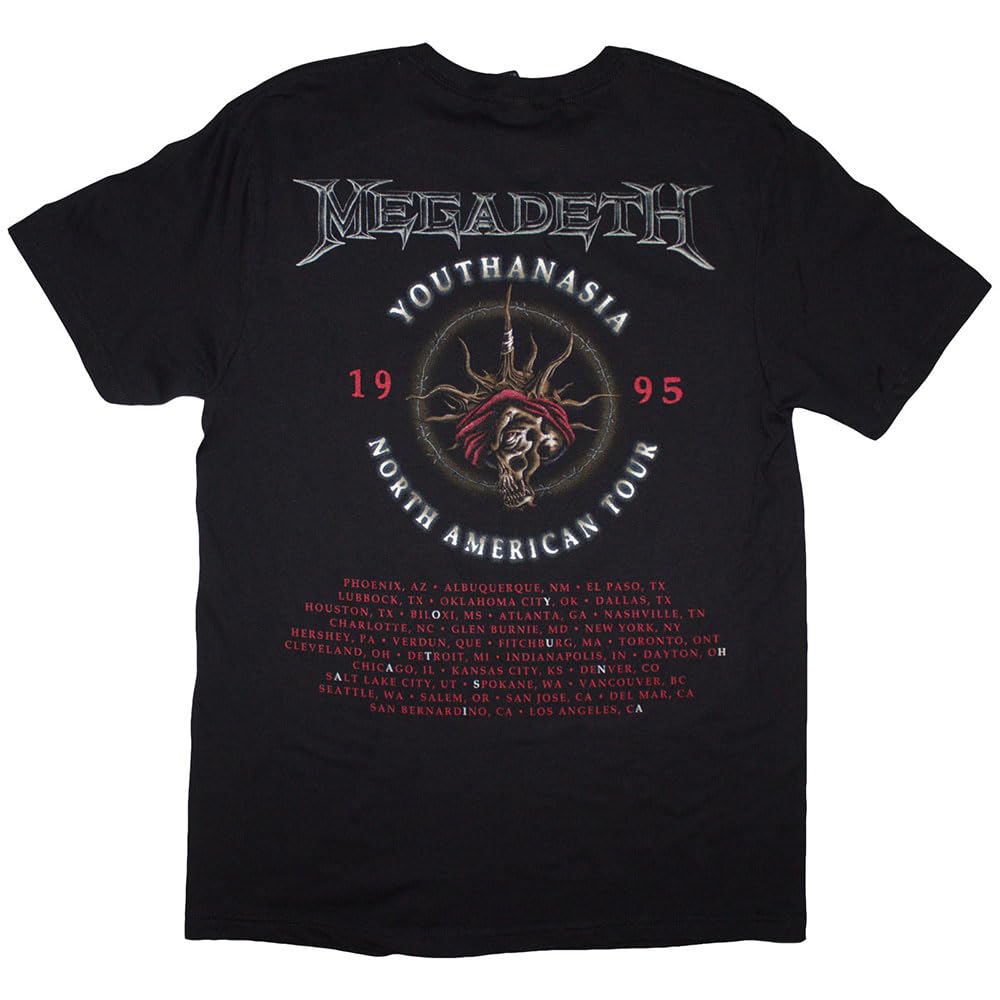 Rock Off officially licensed products Megadeth Youthanasia 1995 North American Tour T Shirt XL Black