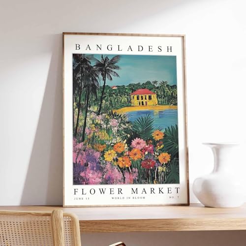 Bangladesh Flower Market Poster Print | Dhaka Bengali Floral Wall Art | South Asia Botanical Travel Decor
