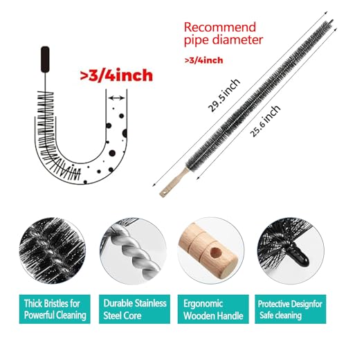 Image of 7 Pack Dryer Vent Cleaner Kit，Dustpan and Brush Set，Hard Bristle Crevice Cleaning Brush； Flexible Dryer Lint Brush Cleaner 29.5 inch ; Essential Cleaning Brush Set for Home