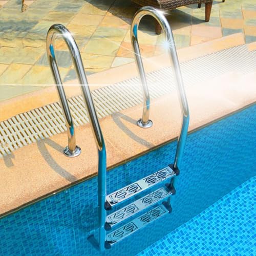 Escalera mecánica de piscina de acero inoxidable, escalera de seguridad de 5 escalones para piscinas subterráneas y parques acuáticos, mejora la seguridad y accesibilidad de la piscina