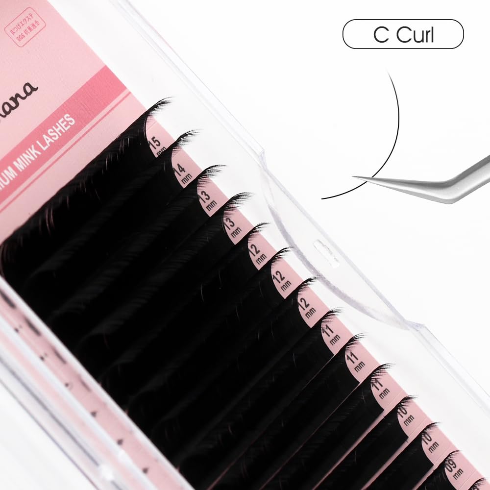 NATUHANA ciglia rotonde estensione 0,15 millimetri C curvatura russa Volume Lash 8-15mm misto ciglia forniture, Classic Extensiones ciglia individuali (nero; 0,15 C, 8-15 MIX)