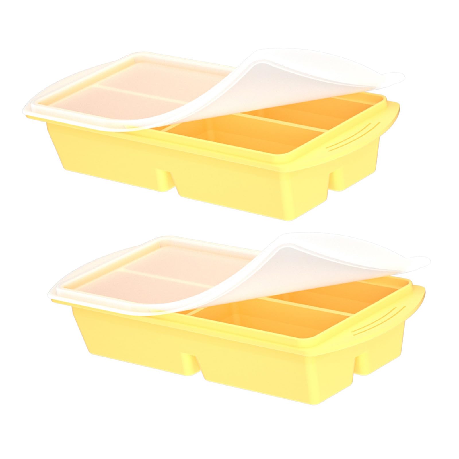Osniyaw Yellow Two-Piece Reusable Oversized Ice Cube Maker With Leak-Proof Cover For Everyday Needs In Kitchen Club Drinks Ice Moulds