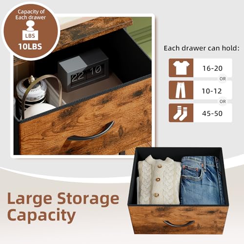 Somdot Chest of Drawers with 3 Drawers, Bedroom Fabric Dresser Storage Organiser for Closet Bedside Living Room Laundry Entryway Hallway, Wood Grain Print - Image 4