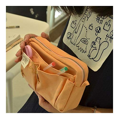 DHDHWL Trousses Mode Big Taille multi-fonctionnel sac de crayon Zipper école orange Fournitures de bureau (Color : Orange)