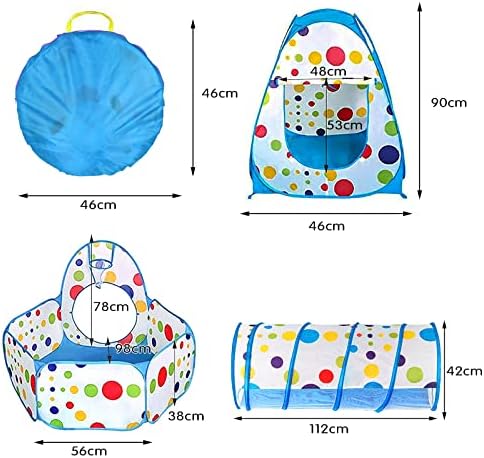 Savieva Kids Play Tent and Tunnel, Foldable 3 in 1 Pop Up Playhouse Cubby Tents Tunnel Ball Pit with Basketball Hoop, Soft Play Gift for Boys Girls Babies Toddlers Indoor Outdoor(Balls Not Included)