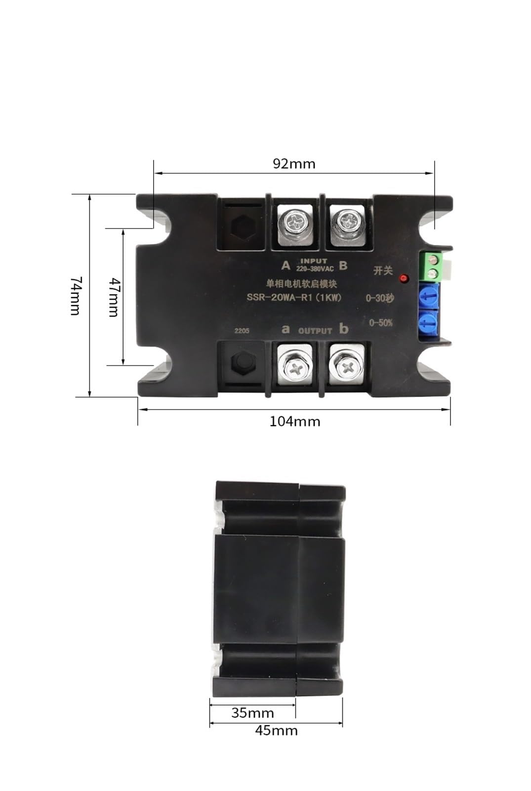 Soft Start Avviatore Statico Motore Intelligente Monofase 220V Cablaggio Semplice Modulo Di Avviamento Progressivo Avviamento Progressivo 50-60HZ Compatibile 2/4/6/8KW For Pompa Dell'acqua, Ventola, V
