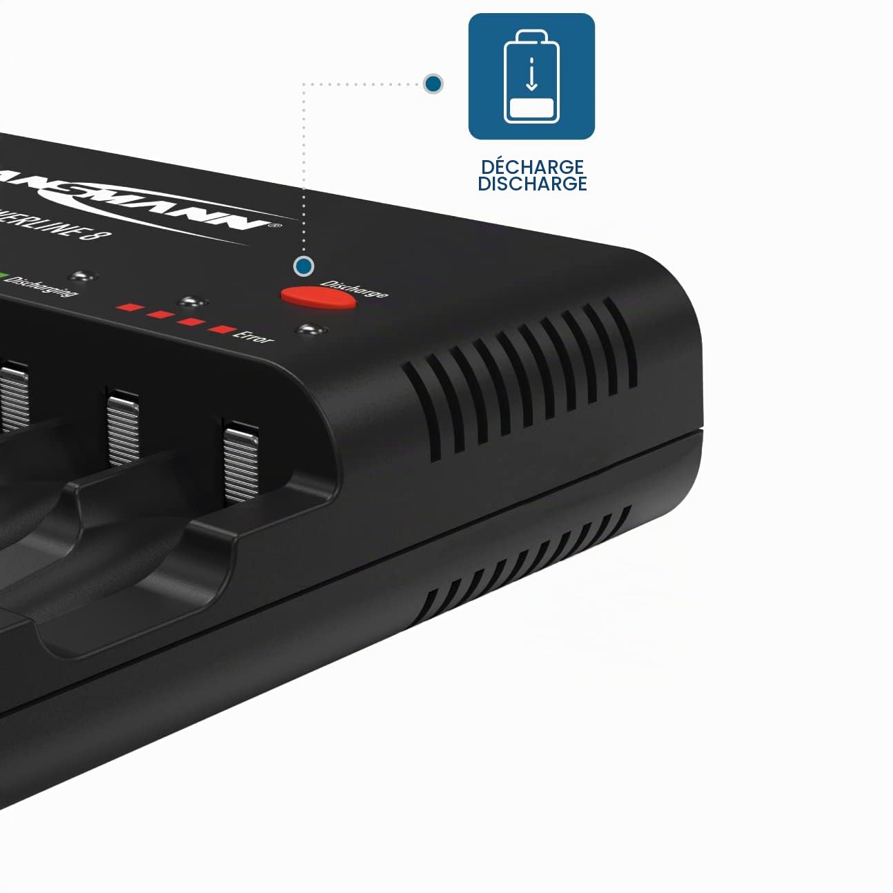 ANSMANN Caricabatterie Powerline 8 universale - Caricatore 1-8 batterie ricaricabili stilo AA e ministilo AAA - Caricabatteria USB Smartphone Tablet
