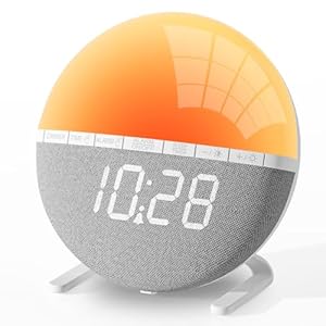 Wake Up Light Sunrise Alarm Clock for Kids, Adults, Heavy Sleepers, Bedroom, Sunlight Alarm Clock with Sunrise Simulation, Snooze, 7 Ringtones, Sleep Aid, 9 Colors Night Light, Ideal for Gift