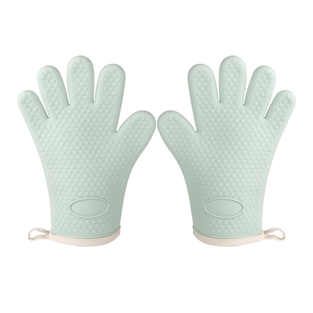 1 paire de gants de barbecue en silicone résistant à la chaleur Gants de cuisine à micro-ondes Gants de four à micro-ondes 300 degrés ignifuges et antidérapants Gants de barbecue Macaron, 27,5 x 20,5